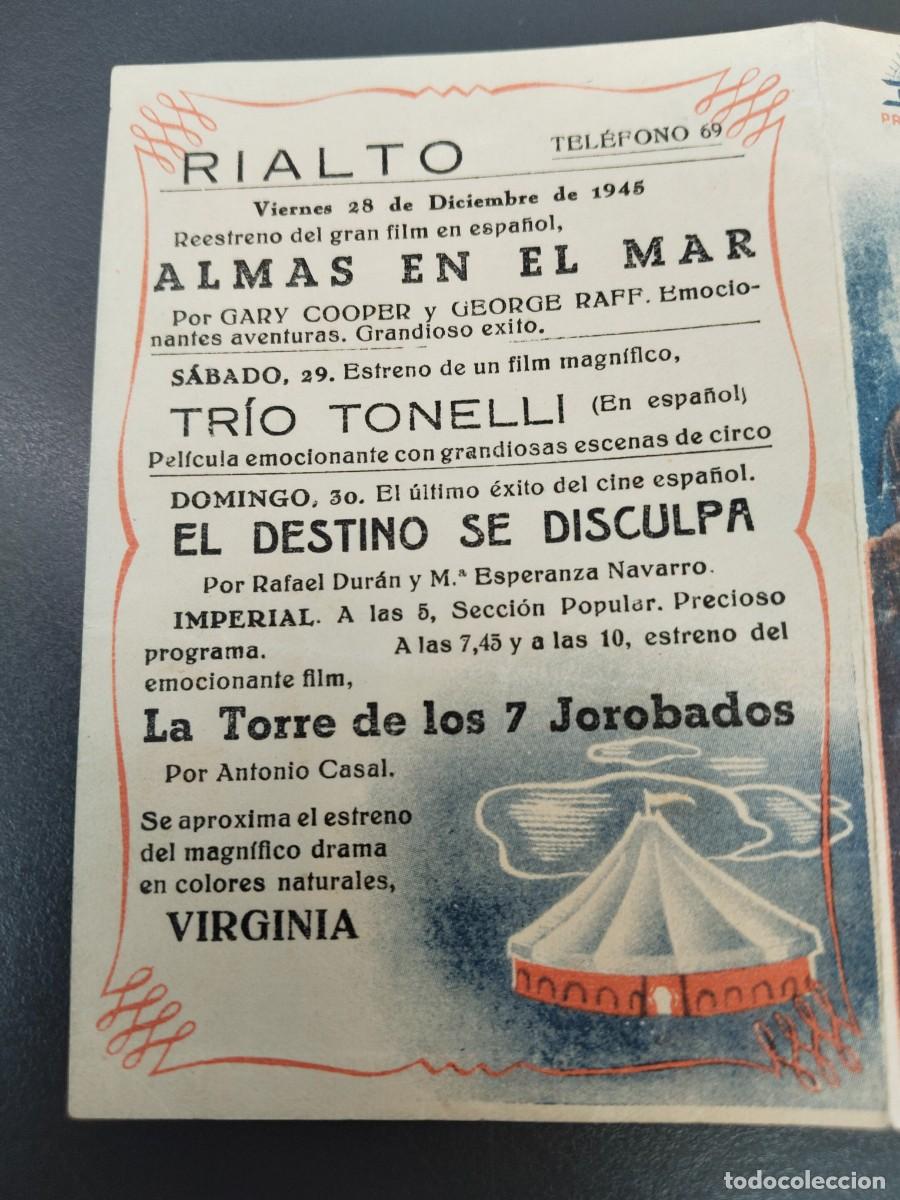 Cine: Tr&iacute;o Tonelli. Cine Rialto Don Benito, Badajoz. Programa d&iacute;ptico. - Foto 3