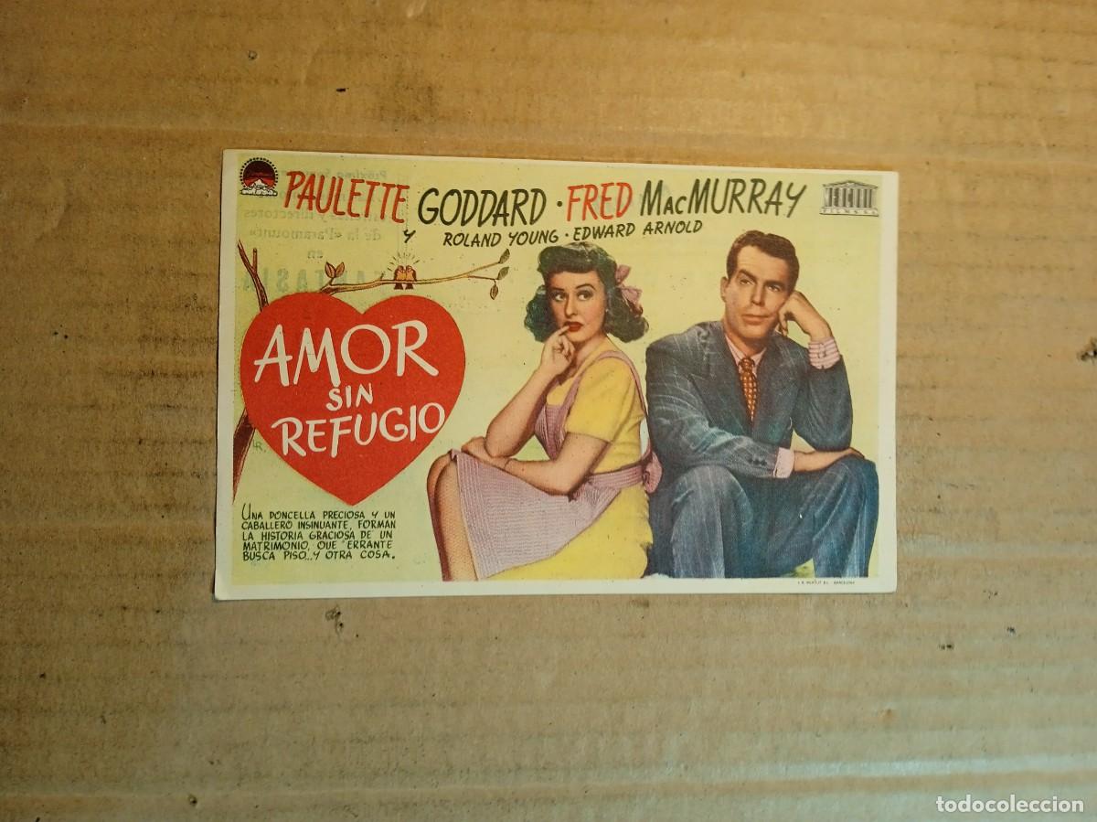 Folhetos de m&atilde;o de filmes antigos de cinema: FOLLETO DE MANO CON PUBLICIDAD AMOR SIN REFUGIO