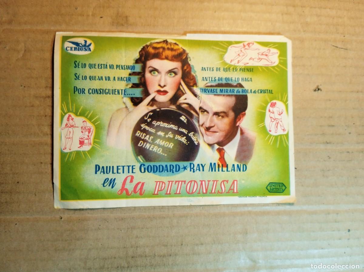 Folhetos de m&atilde;o de filmes antigos de cinema: FOLLETO DE MANO CON PUBLICIDAD LA PITONISA