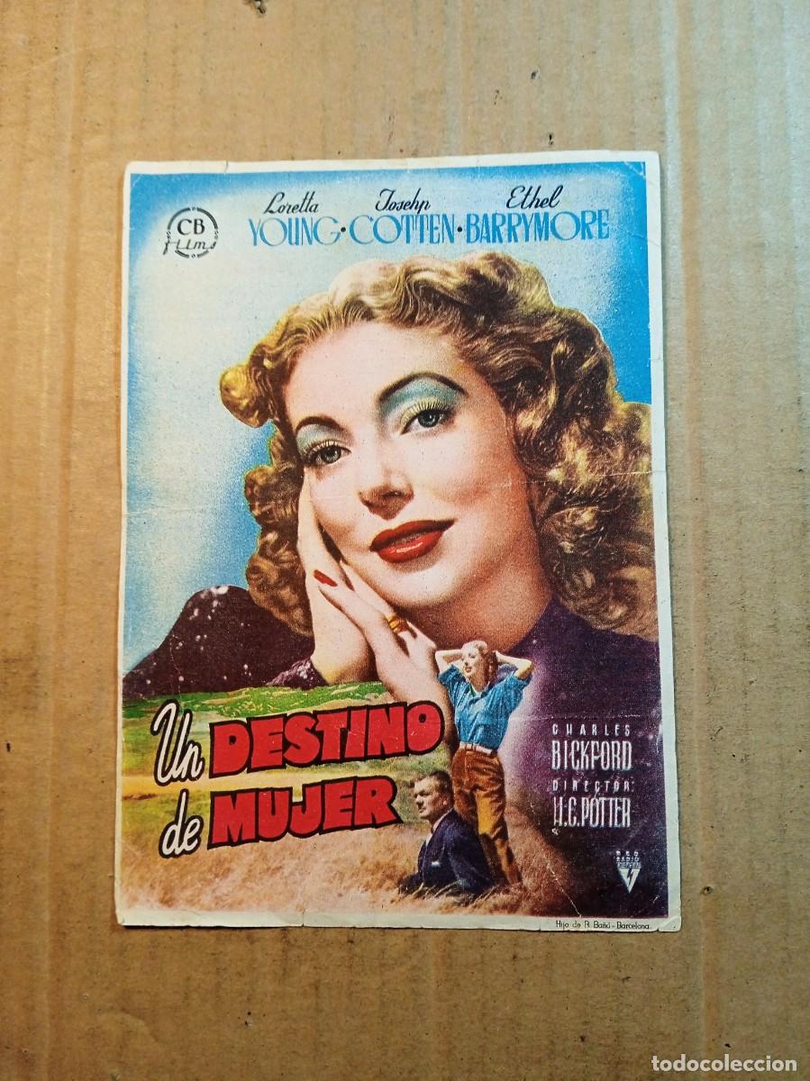 Cine: FOLLETO DE MANO CON PUBLICIDAD UN DESTINO DE MUJER