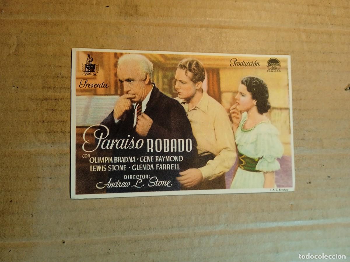 Cine: FOLLETO DE MANO CON PUBLICIDAD PARAISO ROBADO