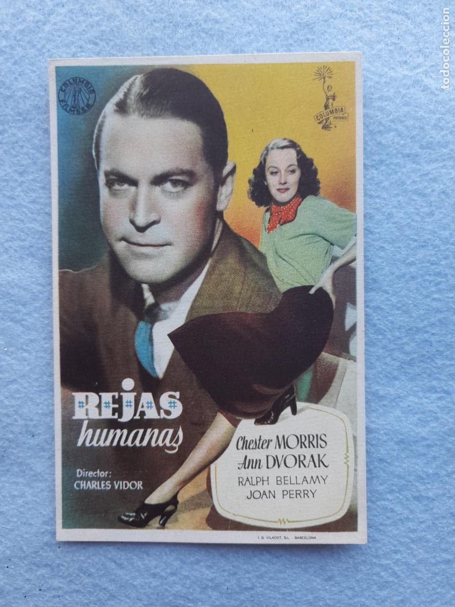  Flyers Publicitaires de films Anciens: Rejas Humanas. Chester Morris. Ann Dvorak. Ralph Bellamy.