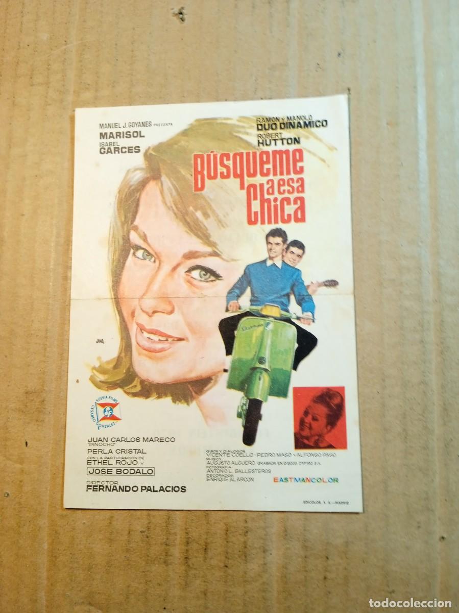 Cine: FOLLETO DE MANO CON PUBLICIDAD BUSQUEME A ESA CHICA