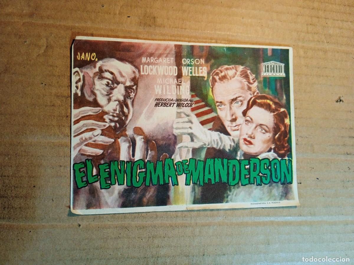Cine: FOLLETO DE MANO CON PUBLICIDAD EL ENIGMA DE MANDERSON