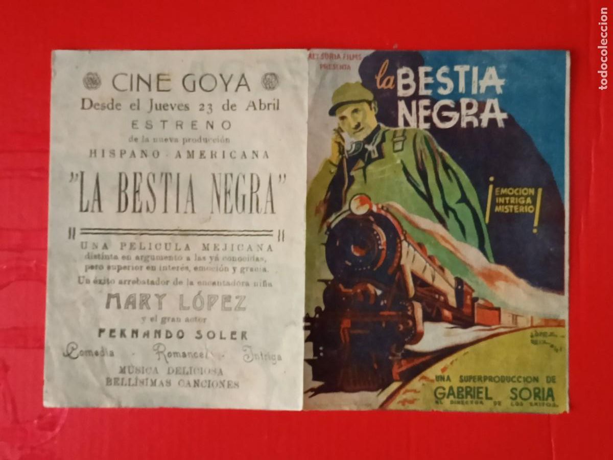 Cine: LA BESTIA NEGRA. CON PUBLICIDAD DEL CINE GOYA, ES DOBLE. BUEN ESTADO.