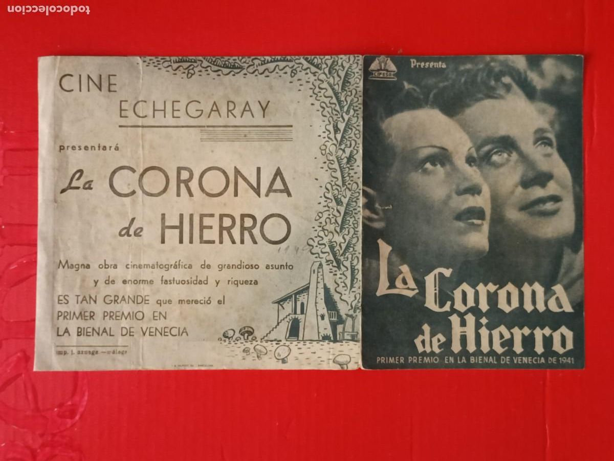 Cine: LA CORONA DE HIERRO. C/P. DEL CINE ECHEGARAY, M&Aacute;LAGA. ES DOBLE. BUEN ESTADO.