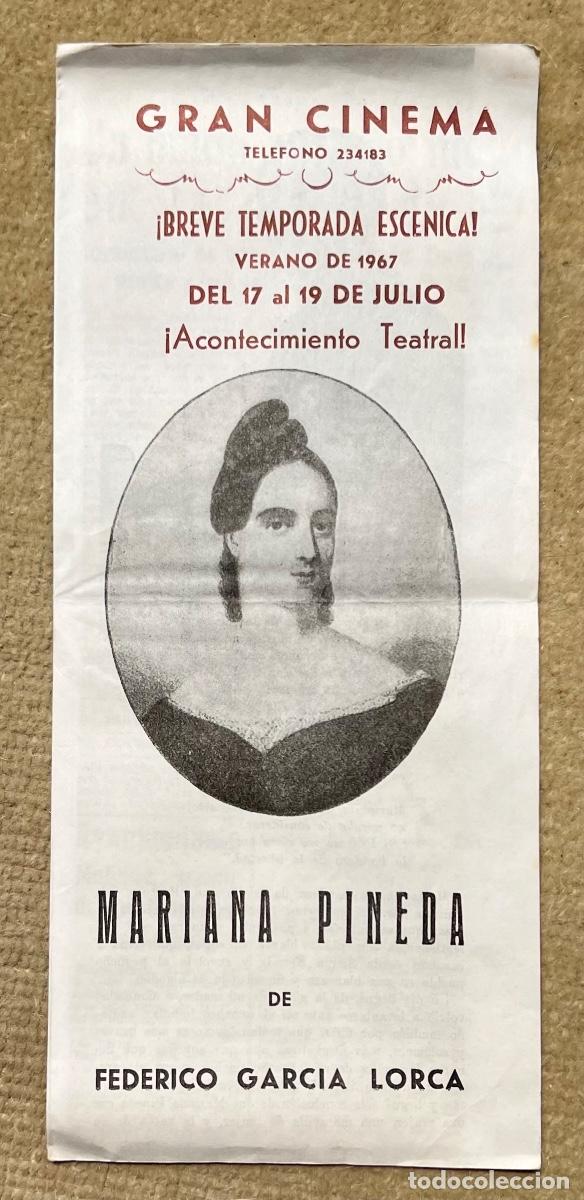 Cine: Programa Teatro Gran Cinema (Santander, 1967) Mariana Pineda de Federico Garcia Lorca -Lola Cardona