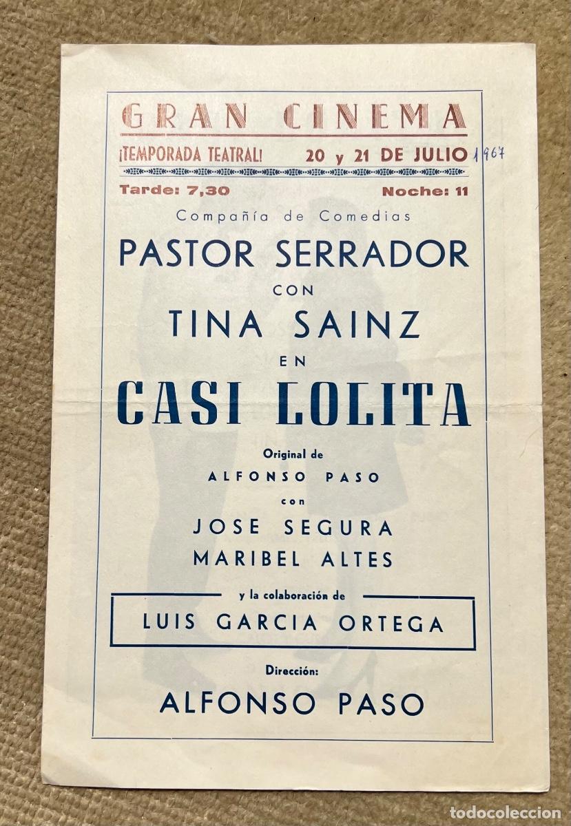 Cine: Programa Teatro Gran Cinema (Santander, 1967) - Casi Lolita - Alfonso Paso, Pastor Serrador, Tina Sa