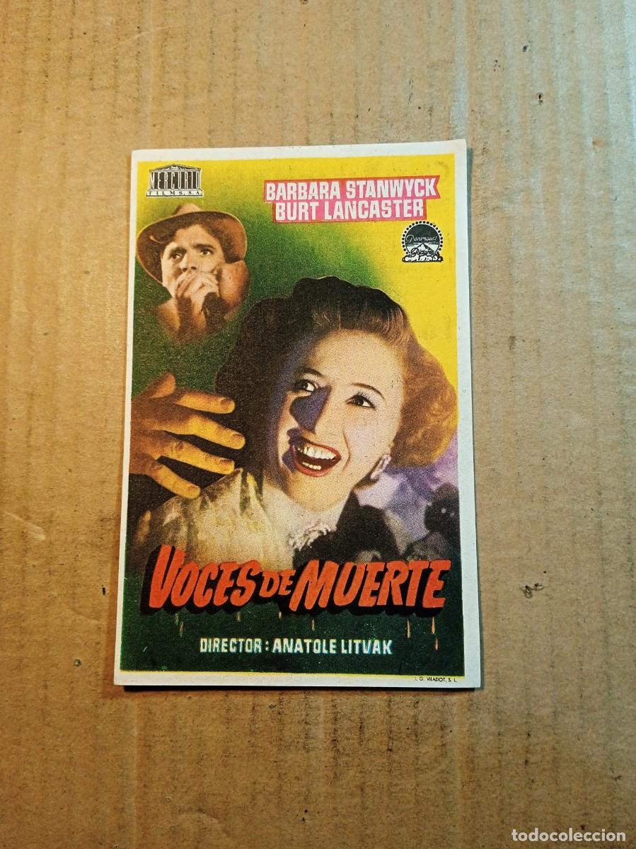 Folhetos de m&atilde;o de filmes antigos de cinema: FOLLETO DE MANO CON PUBLICIDAD VOCES DE MUERTE