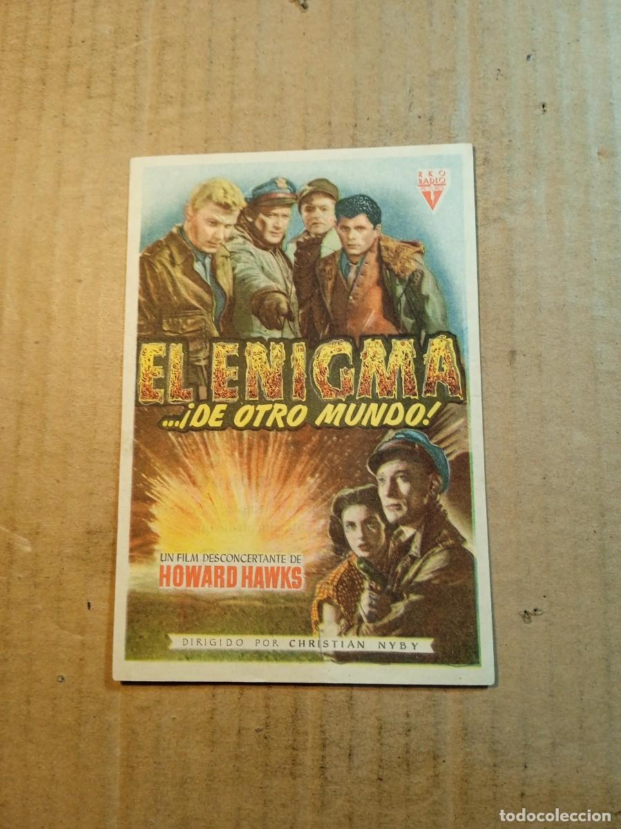 Cinema: FOLLETO DE MANO CON PUBLICIDAD EL ENIGMA ...DE OTRO MUNDO