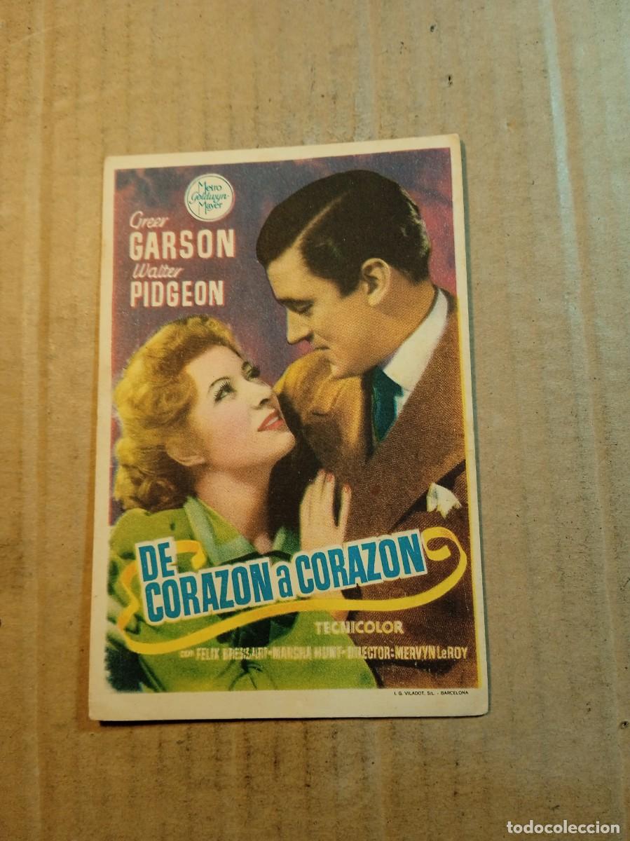 Folhetos de m&atilde;o de filmes antigos de cinema: FOLLETO DE MANO CON PUBLICIDAD DE CORAZON A CORAZON