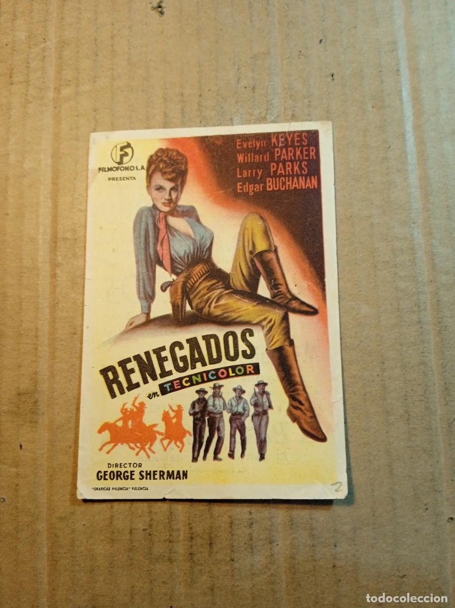 Folhetos de m&atilde;o de filmes antigos de cinema: FOLLETO DE MANO CON PUBLICIDAD RENEGADOS