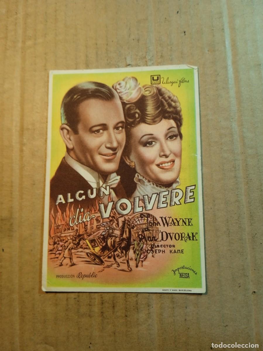 Folhetos de m&atilde;o de filmes antigos de cinema: FOLLETO DE MANO CON PUBLICIDAD ALGUN DIA VOLVERE