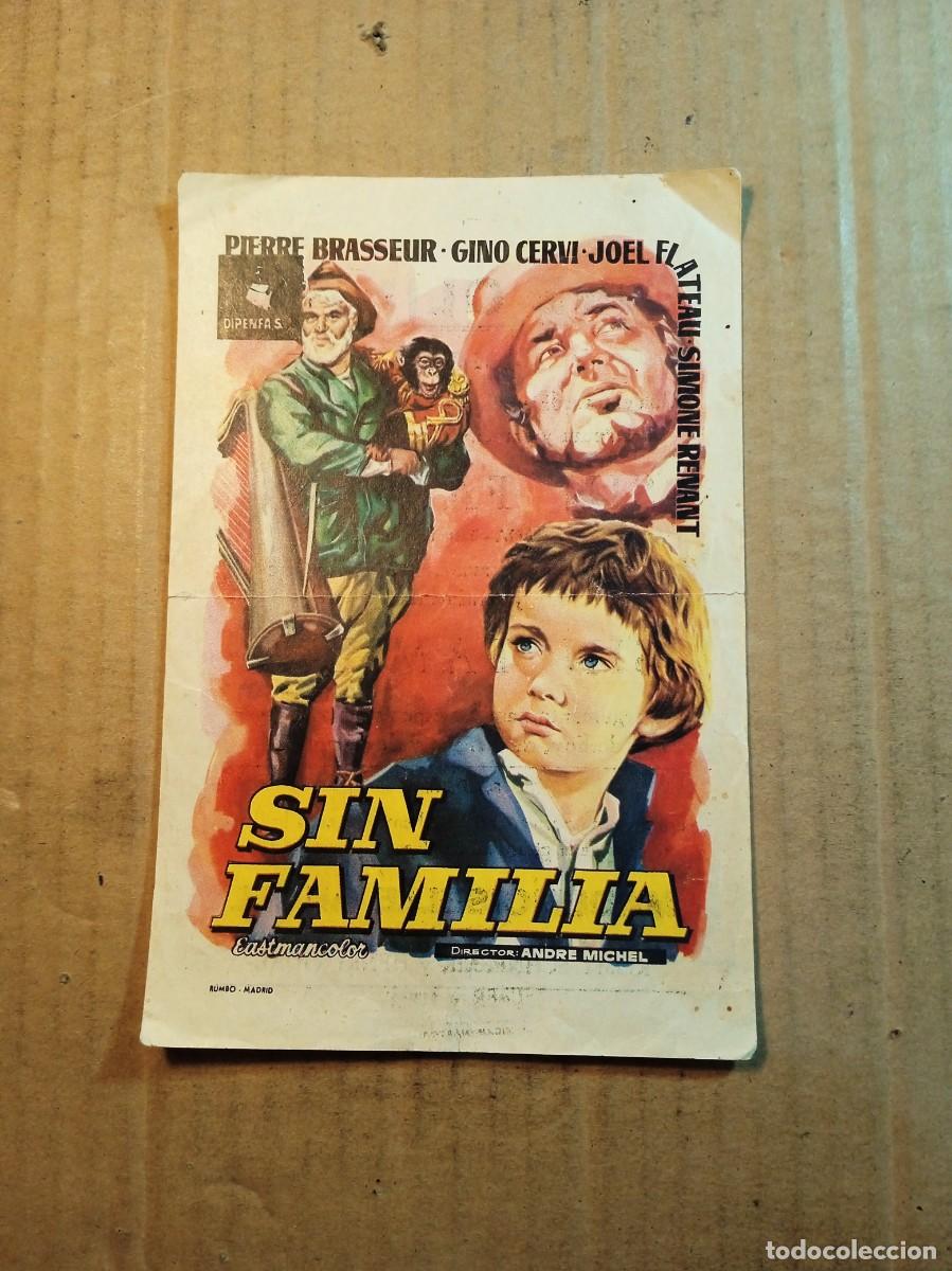 Cine: FOLLETO DE MANO CON PUBLICIDAD SIN FAMILIA