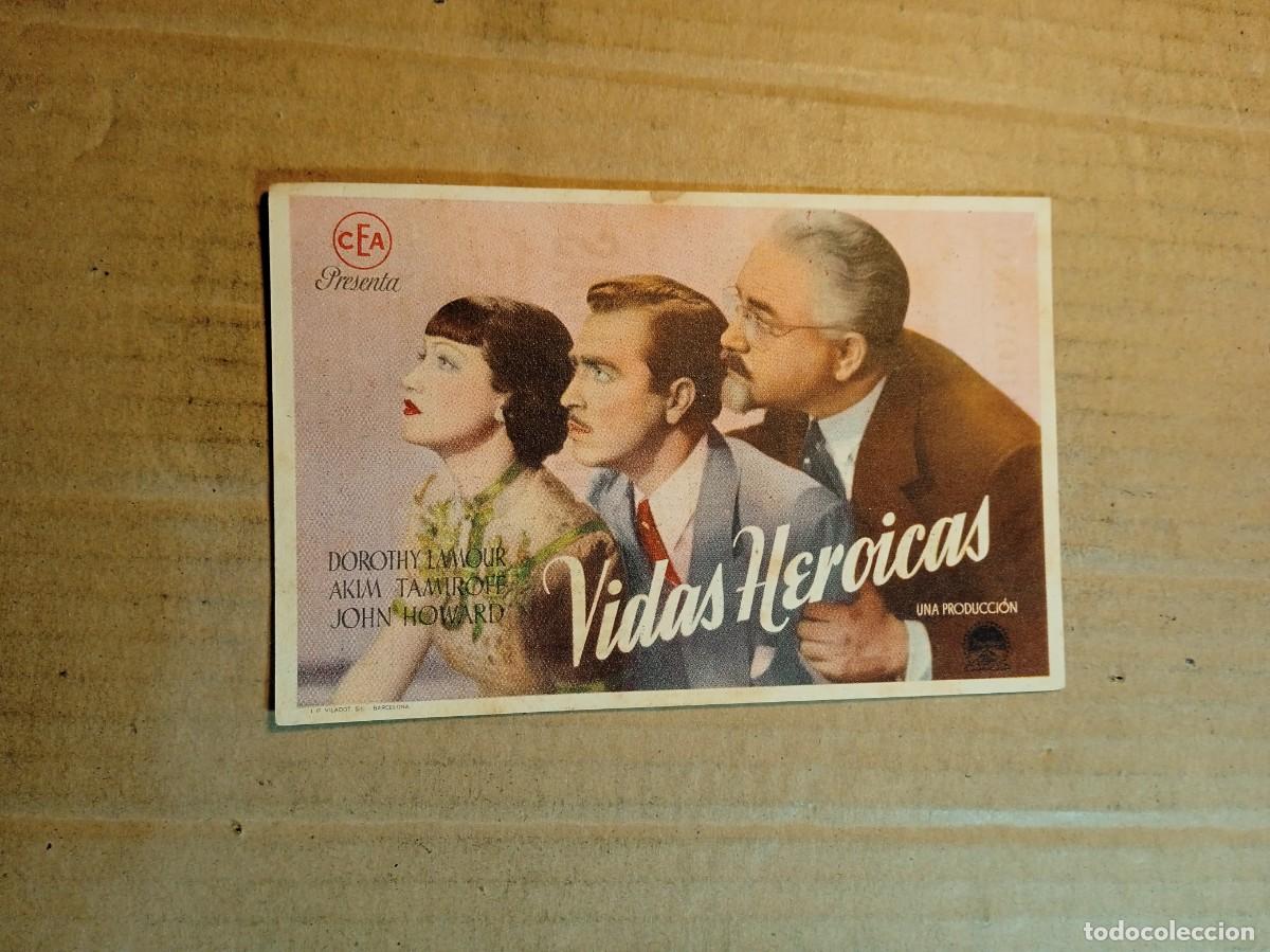  Foglietti di film di film antichi di cinema: FOLLETO DE MANO CON PUBLICIDAD VIDAS HEROICAS