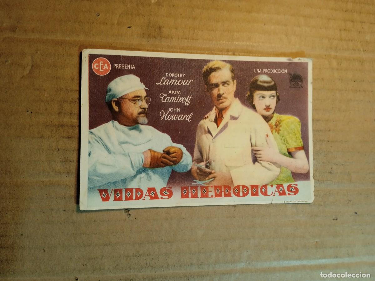 Cinema: FOLLETO DE MANO CON PUBLICIDAD VIDAS HEROICAS