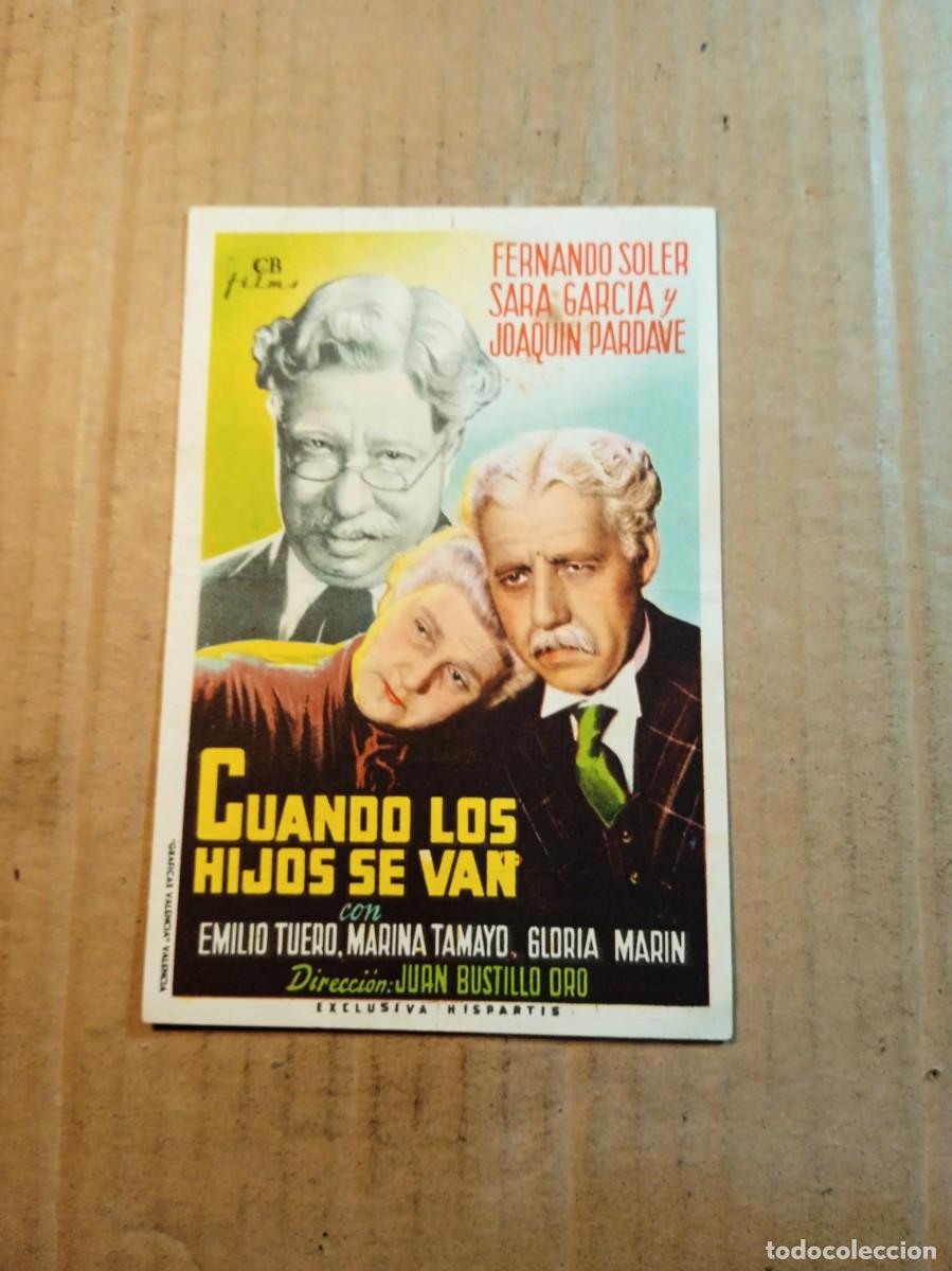 Cine: FOLLETO DE MANO CON PUBLICIDAD CUANDO LOS HIJOS SE VAN