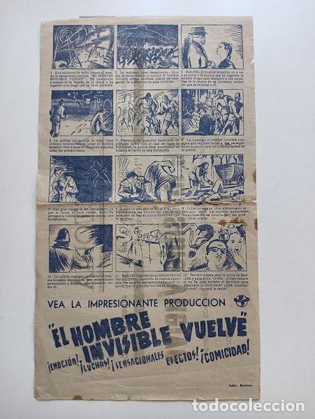 Cinema: EL HOMBRE INVISIBLE VUELVE PROGRAMA TROQUELADO AUCA GRANDE UNIVERSAL VINCENT PRICE