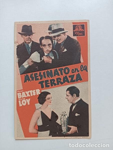 Cine: ASESINATO EN LA TERRAZA PROGRAMA TARJETA MGM MYRNA LOY WARNER BAXTER