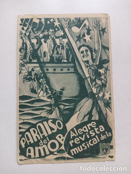 Kino: PARAISO DEL AMOR PROGRAMA TARJETA RKO RADIO FILMS POLLY MORAN SIDNEY FOX MARY BOLAND