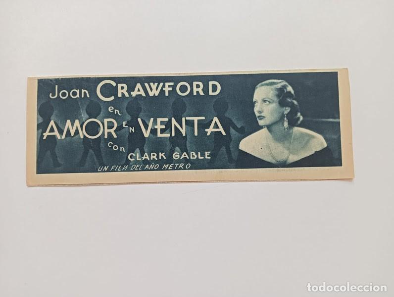  Flyers Publicitaires de films Anciens: AMOR EN VENTA PROGRAMA TRIPLE MGM JOAN CRAWFORD CLARK GABLE