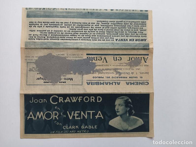 Cine: AMOR EN VENTA PROGRAMA TRIPLE MGM JOAN CRAWFORD CLARK GABLE - Foto 3