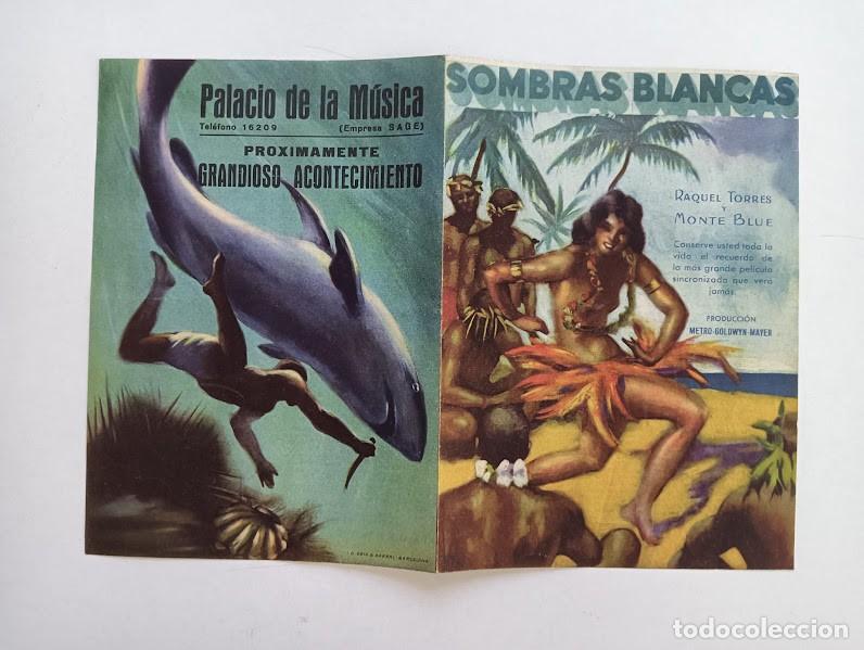 Kino: SOMBRAS BLANCAS PROGRAMA DOBLE MGM RAQUEL TORRES MONTE BLUE TIBURON