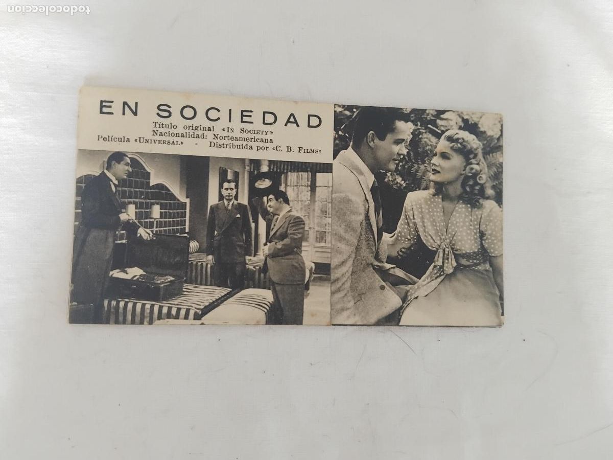 Cine: PROGRAMA DE CINE FICHA N&ordm; 61. EN SOCIEDAD. 1945. - Foto 1