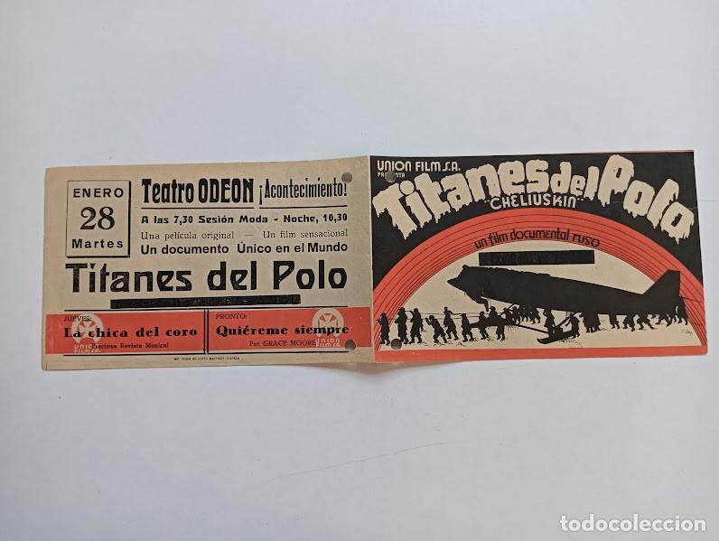 Folhetos de m&atilde;o de filmes antigos de cinema: TITANES DEL POLO CHELIUSKIN PROGRAMA DOBLE UNION FILM DOCUMENTAL RUSO A