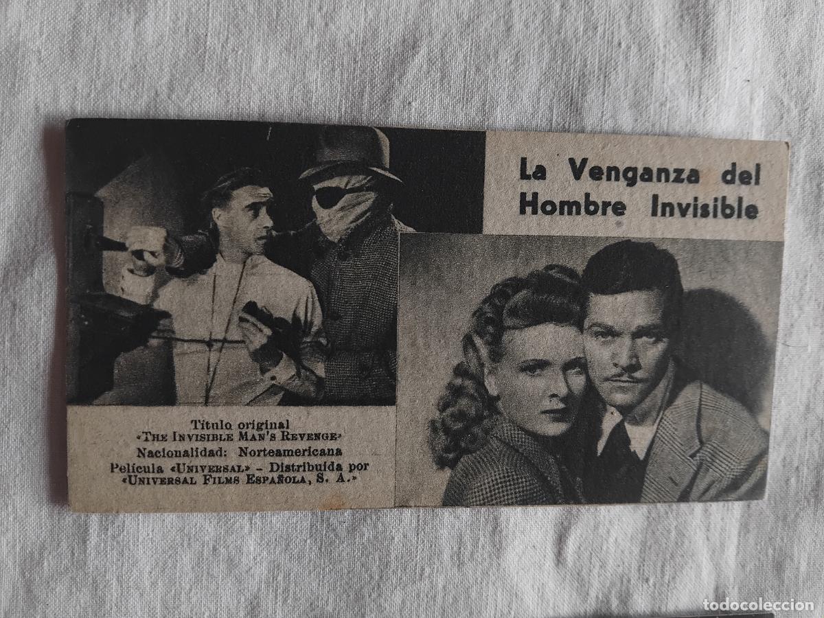 Cine: PROGRAMA DE CINE FICHA N&ordm; 129. LA VENGANZA DEL HOMBRE INVISIBLE. 1945.