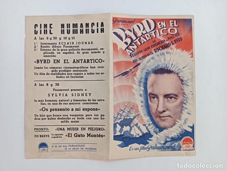 Cine: BYRD EN EL ANTARTICO PROGRAMA DOBLE PARAMOUNT EXPEDICION POLO SUR RICHARD E. BYRD