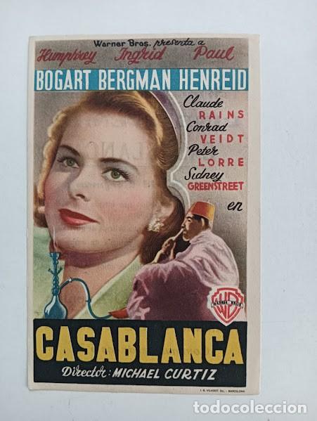 Cine: CASABLANCA PROGRAMA SENCILLO WARNER HUMPHREY BOGART INGRID BERGMAN CLAUDE REINS