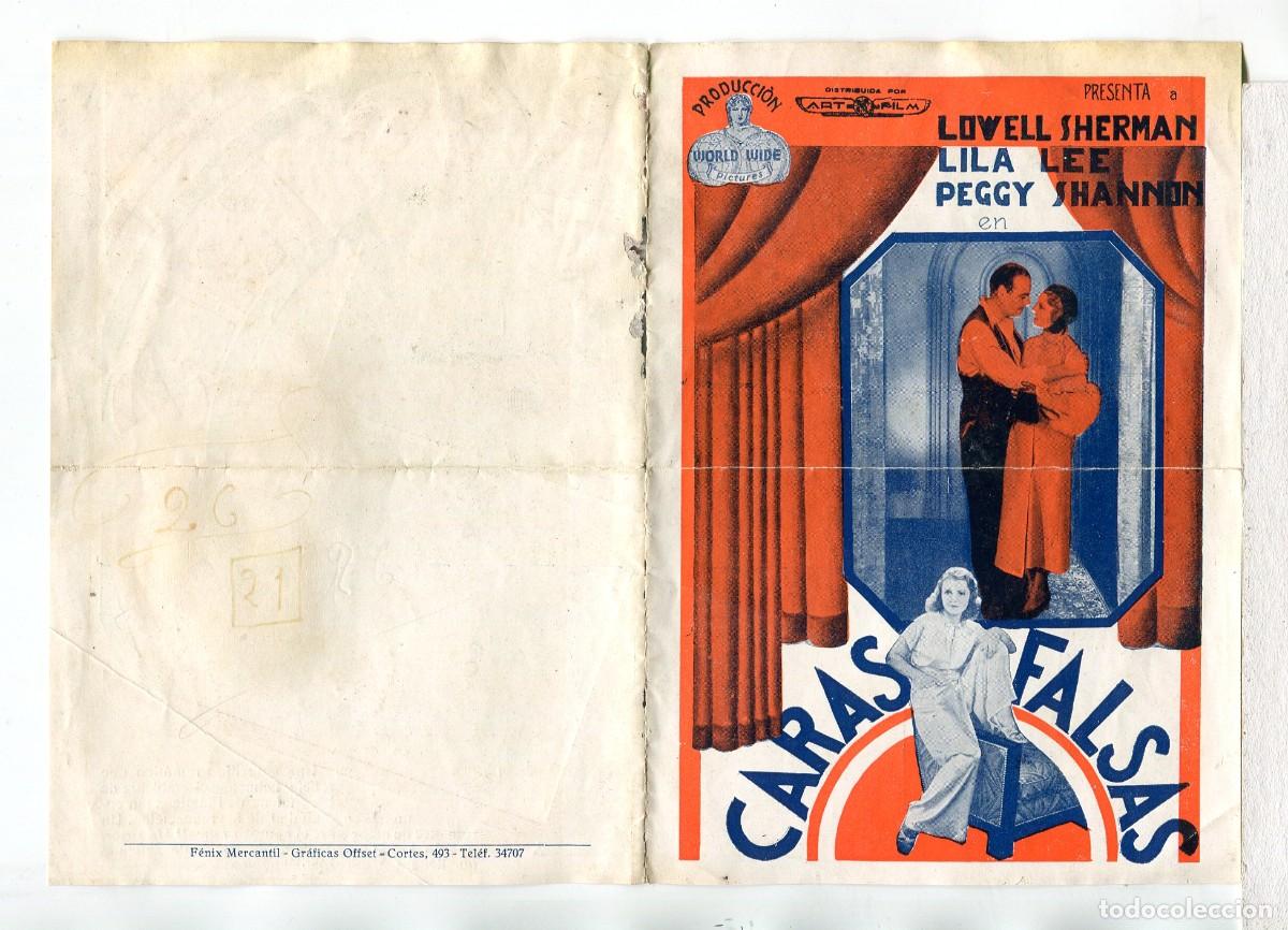  Flyers Publicitaires de films Anciens: CARAS FALSAS, con Lila Lee.