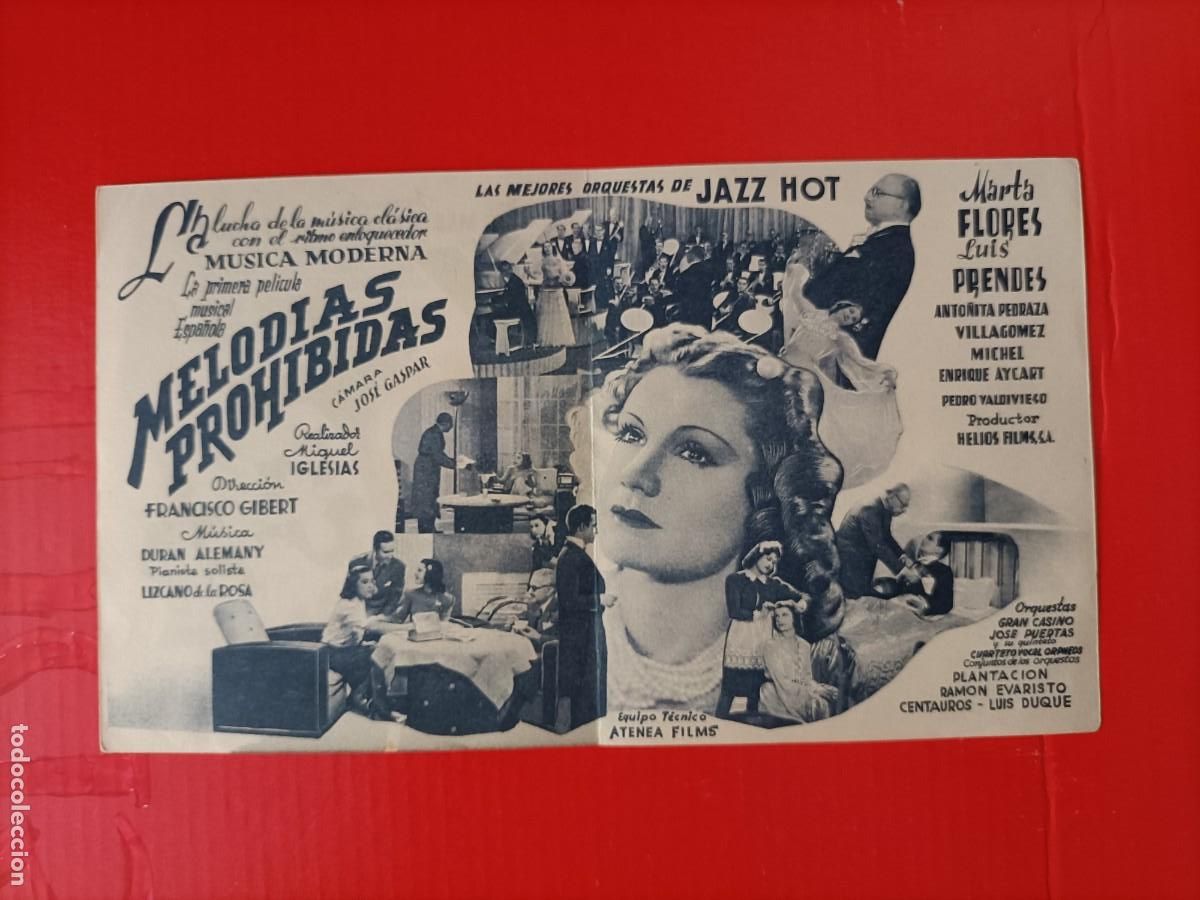  Flyers Publicitaires de films Anciens: MELOD&Iacute;AS PROHIBIDAS. ES DOBLE Y EST&Aacute; NUEVO. MARTA FLORES, LUIS PRENDES, CUARTETO ORPHEOS.