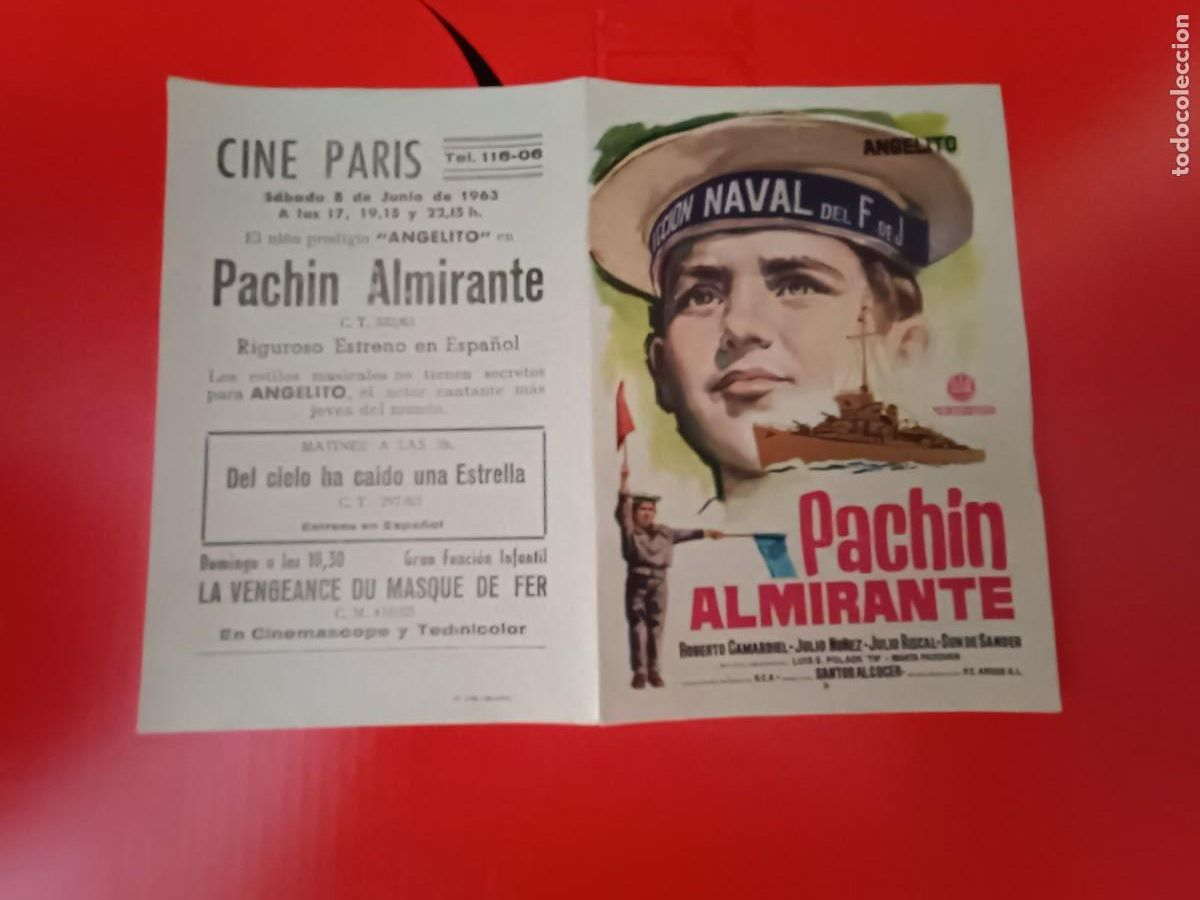 Cine: PACH&Iacute;N ALMIRANTE. C/P. CINE PAR&Iacute;S, TANGER MARRUECOS. ES DOBLE Y EST&Aacute; NUEVO. CON &Aacute;NGELITO
