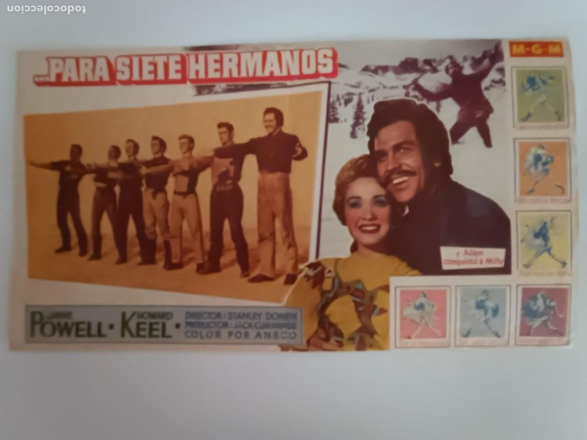  Flyers Publicitaires de films Anciens: SIETE NOVIAS PARA SIETE HERMANOS. ES DOBLE Y EST&Aacute; NUEVO, JANE POWELL, HOWARD KEEL RUSS TAMBLYN.