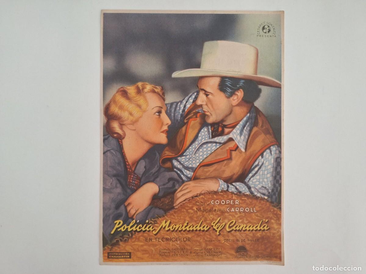 Cine: CINE FOLLETO MANO GRANDE SIMPLE POLICIA MONTADA DE CANADA GARY COOPER FMD RV 107