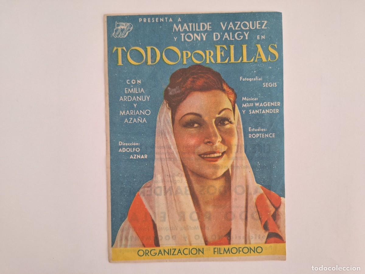 Cine: CINE FOLLETO MANO SIMPLE TODO POR ELLAS CINE VICTORIA FMD RV 117
