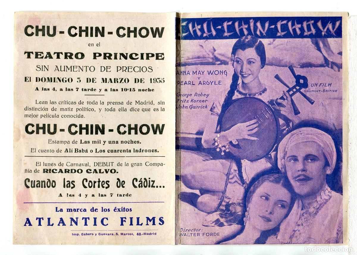 Folhetos de m&atilde;o de filmes antigos de cinema: CHU-CHIN-CHOW, con Anna May Wong.