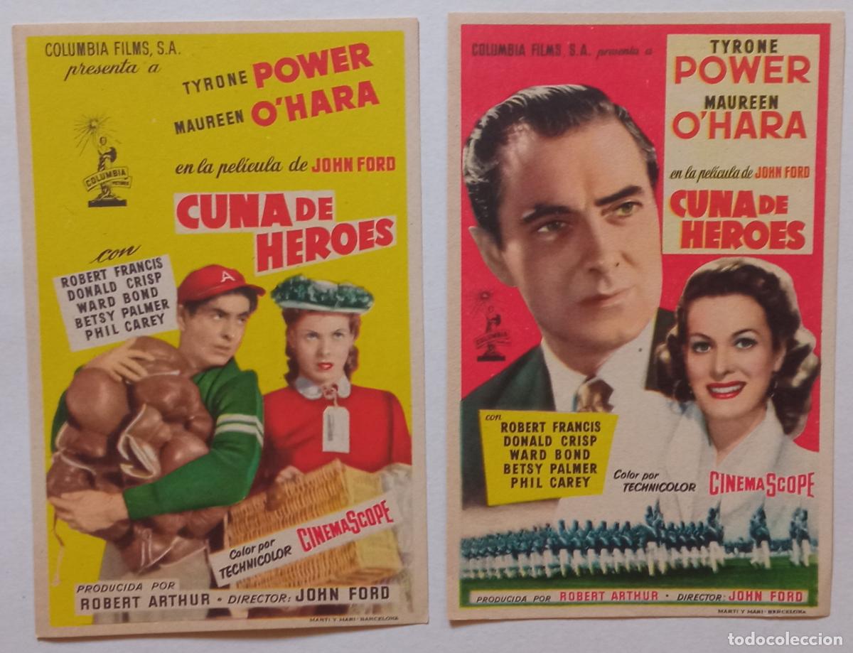 Cine: DOS PROGRAMAS DE CINE. TYRONE POWER. MAUREEN O'HARA. CUNA DE H&Eacute;ROES