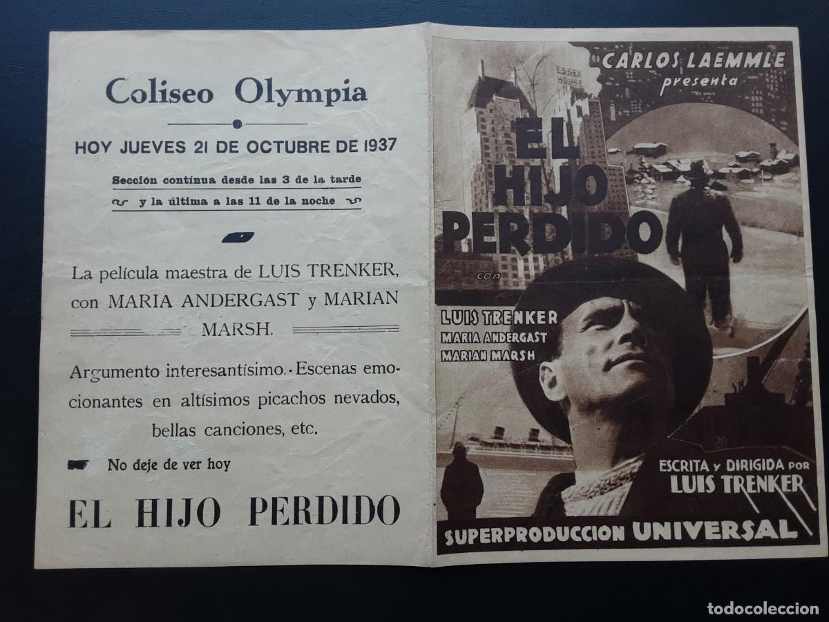 Cine: EL HIJO PERDIDO, LUIS TRENKER, MARIA ANDERGAST, MARIAN MARSH.