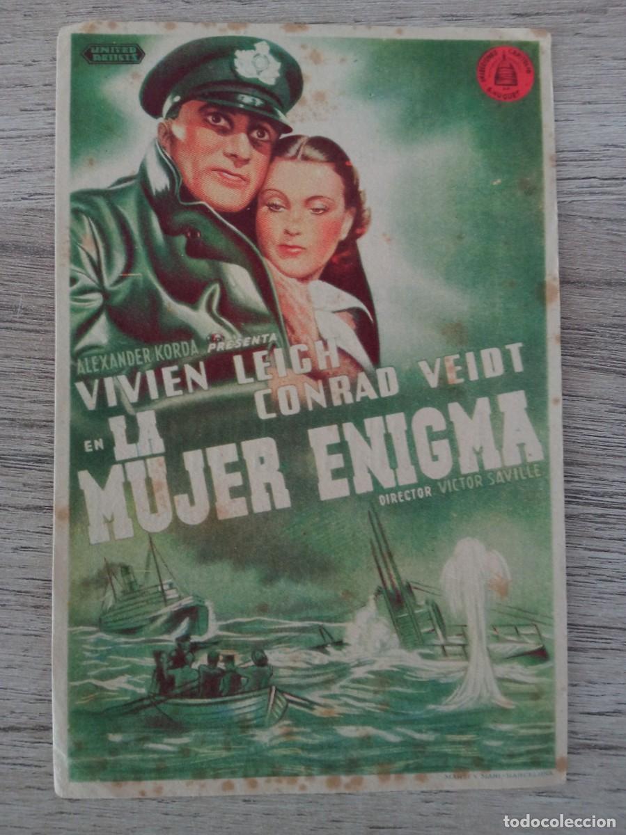  Foglietti di film di film antichi di cinema: LA MUJER ENIGMA, VIVIEN LEIGH, CINE RIALTO, VALENCIA