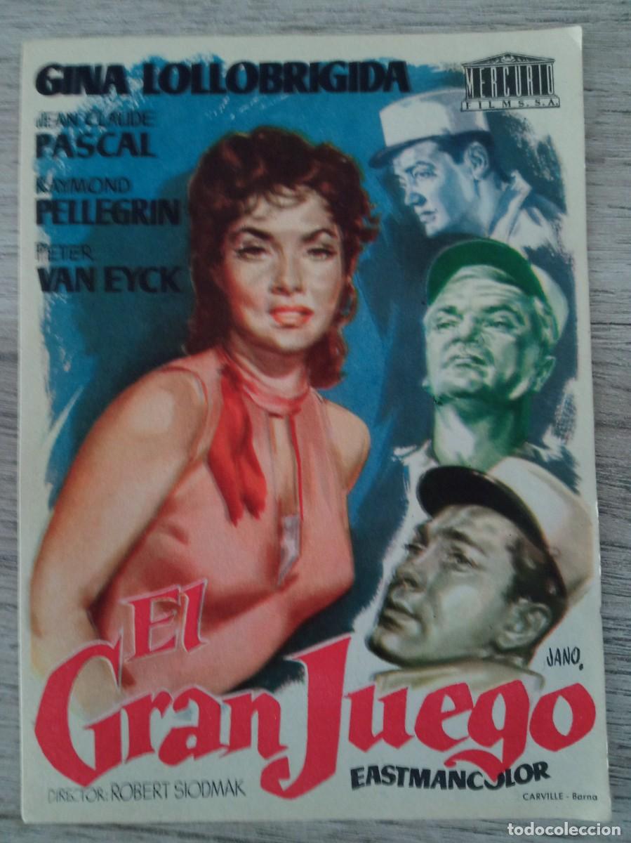  Foglietti di film di film antichi di cinema: EL GRAN JUEGO, GINA LOLLOBRIGIDA, PETER VAN EYCK, TEATRO DE GALDAR