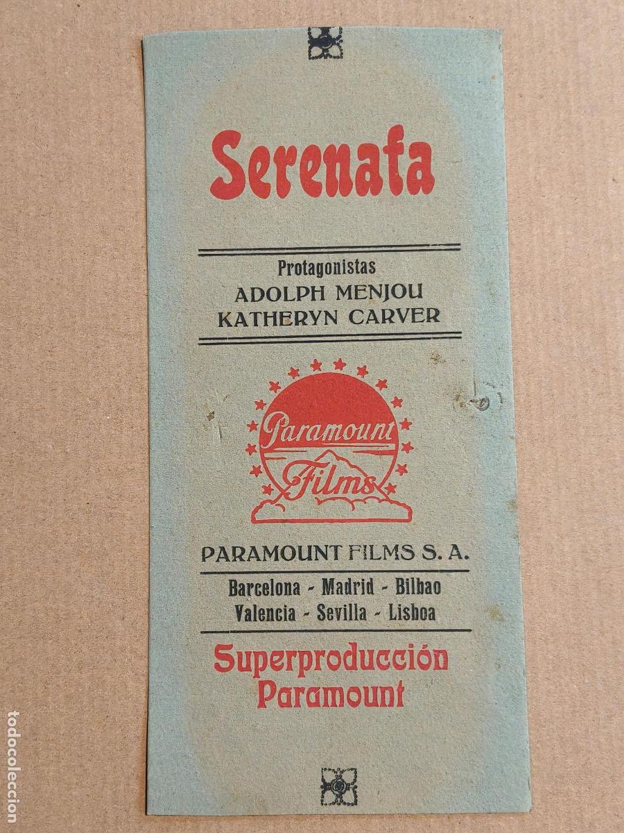 Kino: SERENATA PROGRAMA DE CINE 1929