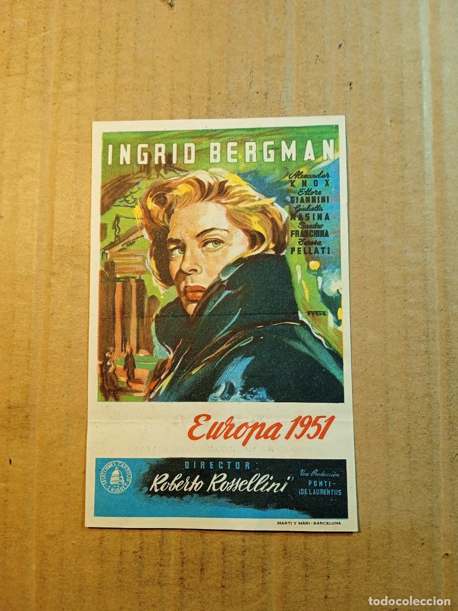 Cine: FOLLETO DE MANO CON PUBLICIDAD EUROPA 1951