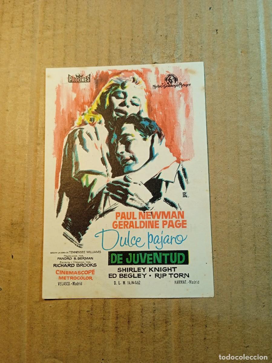 Kino: FOLLETO DE MANO CON PUBLICIDAD DULCE PAJARO DE JUVENTUD