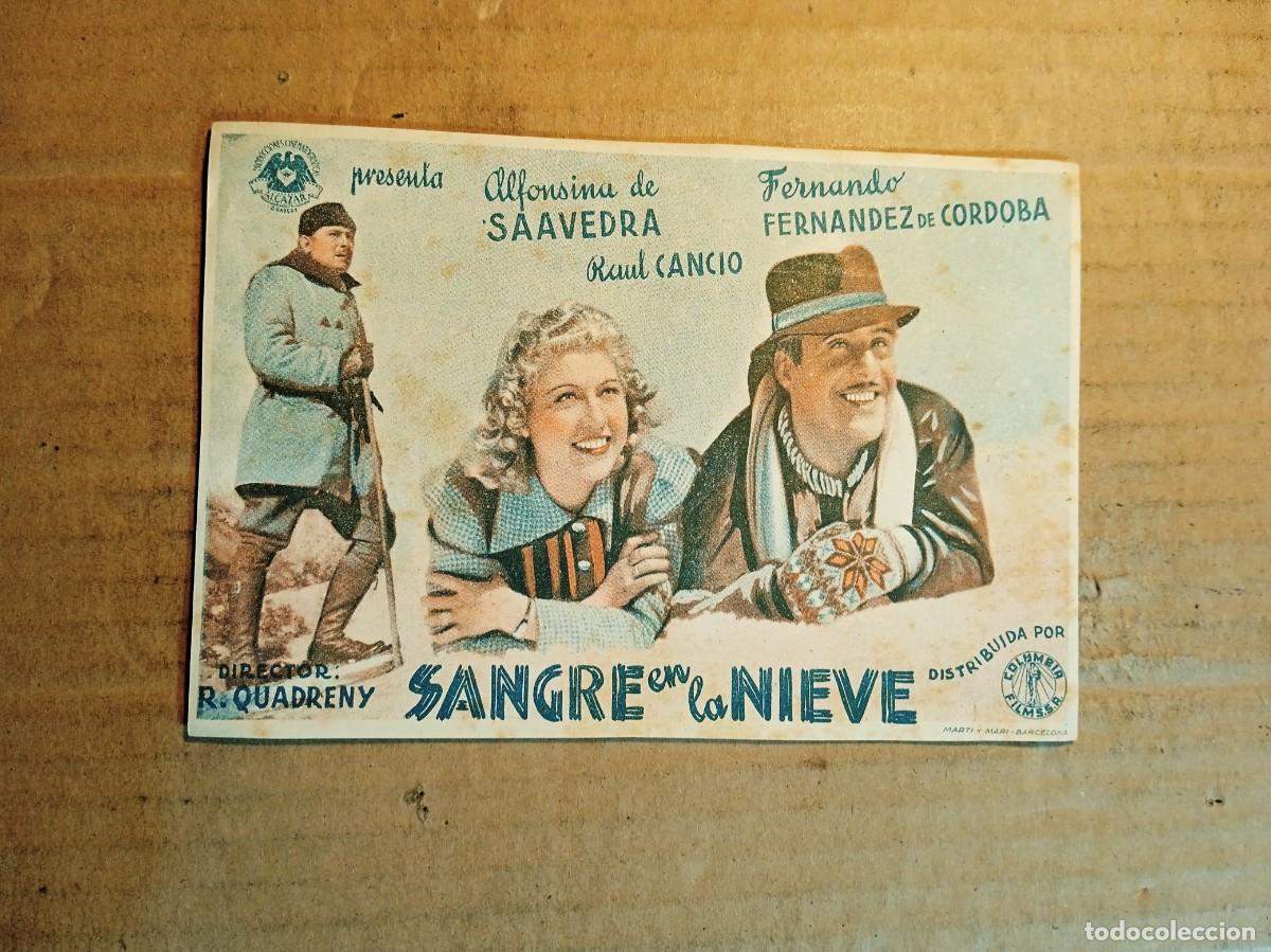 Cinema: FOLLETO DE MANO CON PUBLICIDAD SANGRE EN LA NIEVE