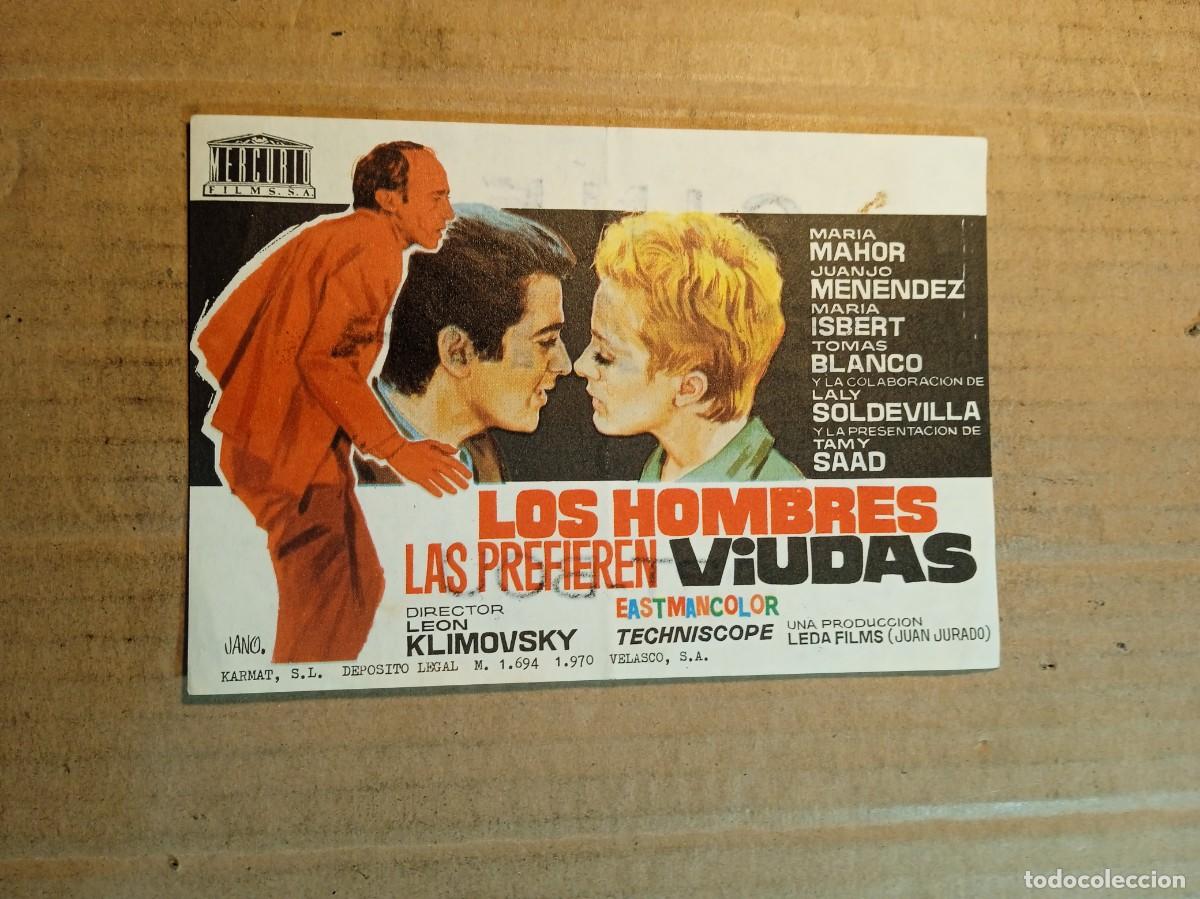 Cine: FOLLETO DE MANO CON PUBLICIDAD LOS HOMBRES LAS PREFIEREN VIUDAS