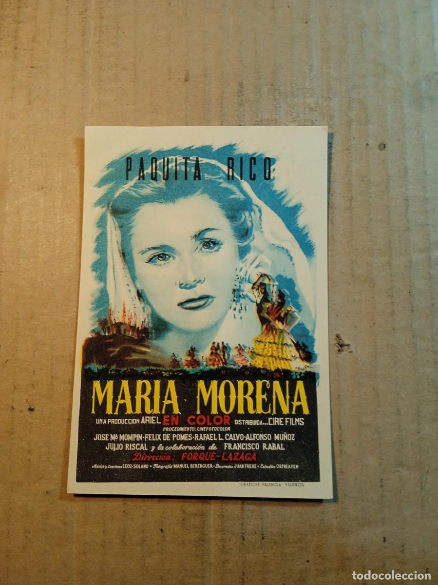 Cine: FOLLETO DE MANO CON PUBLICIDAD MARIA MORENA