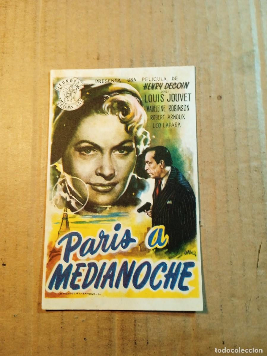 Cine: FOLLETO DE MANO CON PUBLICIDAD PARIS A MEDIANOCHE
